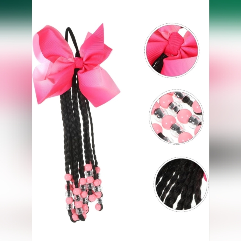 FAVOMOTO Ponytail Beads Braided Ponytail Colored Hair Extension